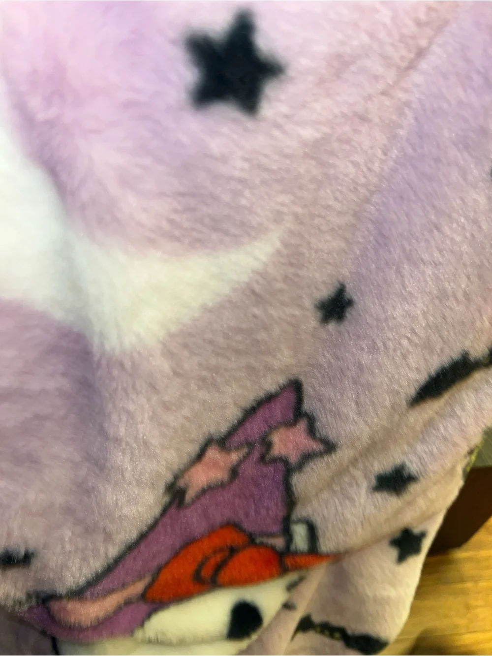 Sanrio Hello Kitty Purple Lavender Witch Halloween Faux Rabbit Fur Throw Blanket